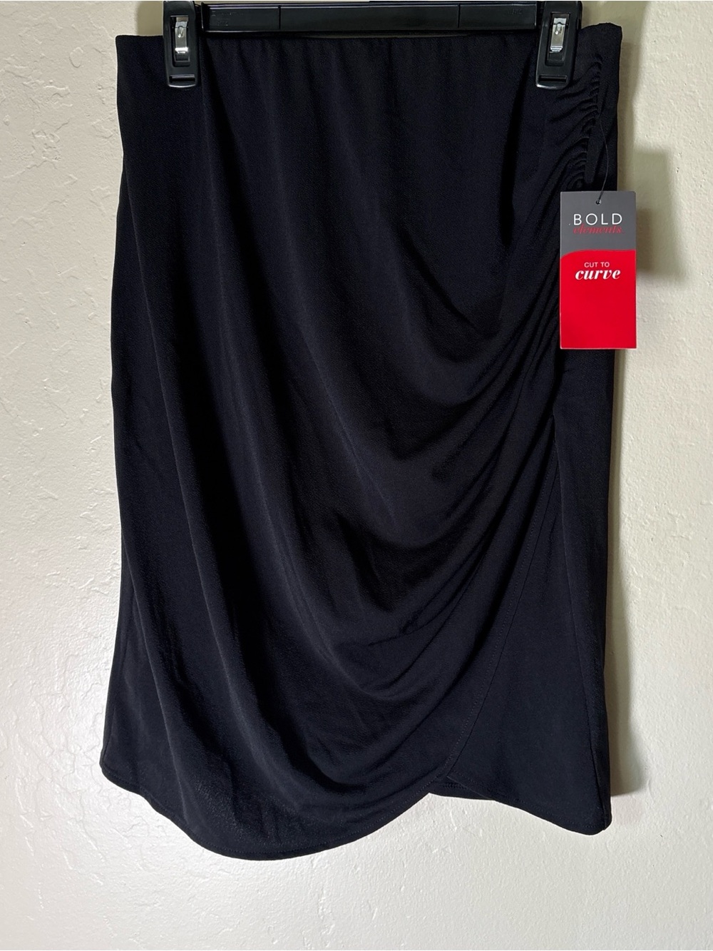 BOLD elements Black Midi Drape Skirt